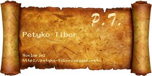 Petyko Tibor névjegykártya